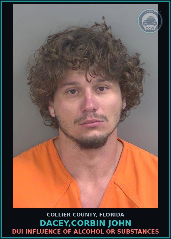 Booking mugshot of DACEY,CORBIN JOHN in Collier County