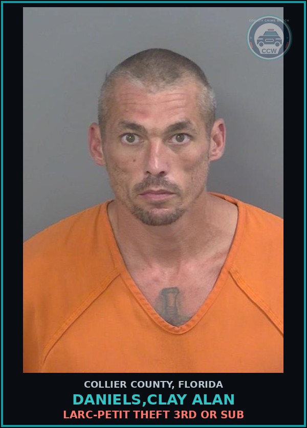 Booking mugshot of DANIELS,CLAY ALAN in Collier County