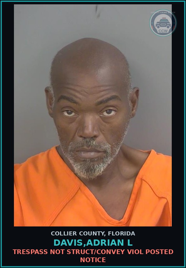 Booking mugshot of DAVIS,ADRIAN L in Collier County