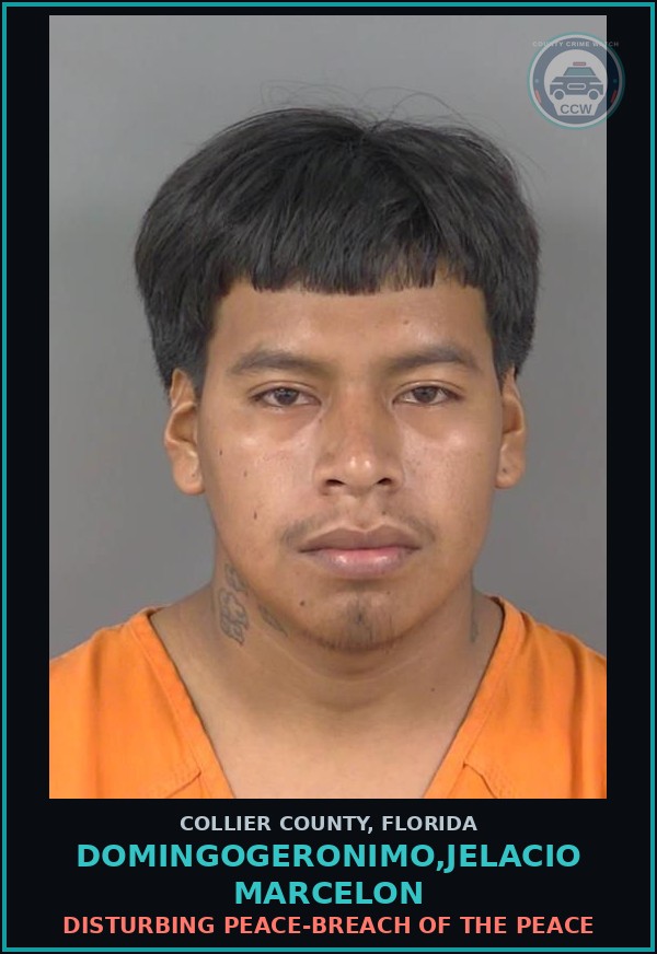 Booking mugshot of DOMINGOGERONIMO,JELACIO MARCELON in Collier County