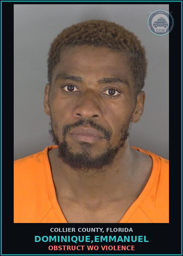 Booking mugshot of DOMINIQUE,EMMANUEL in Collier County