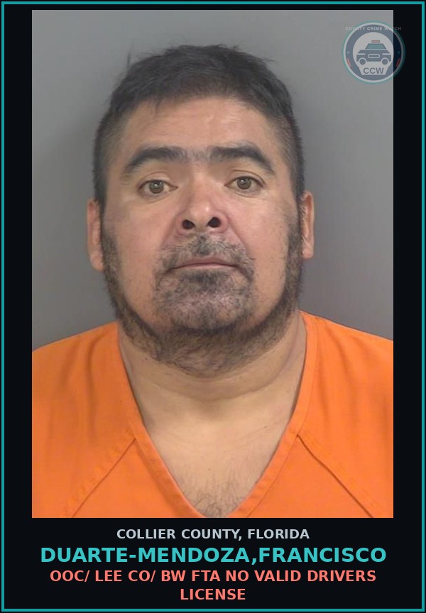 Booking mugshot of DUARTE-MENDOZA,FRANCISCO in Collier County
