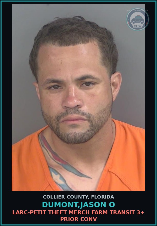 Booking mugshot of DUMONT,JASON O in Collier County