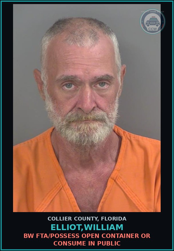 Booking mugshot of ELLIOT,WILLIAM in Collier County