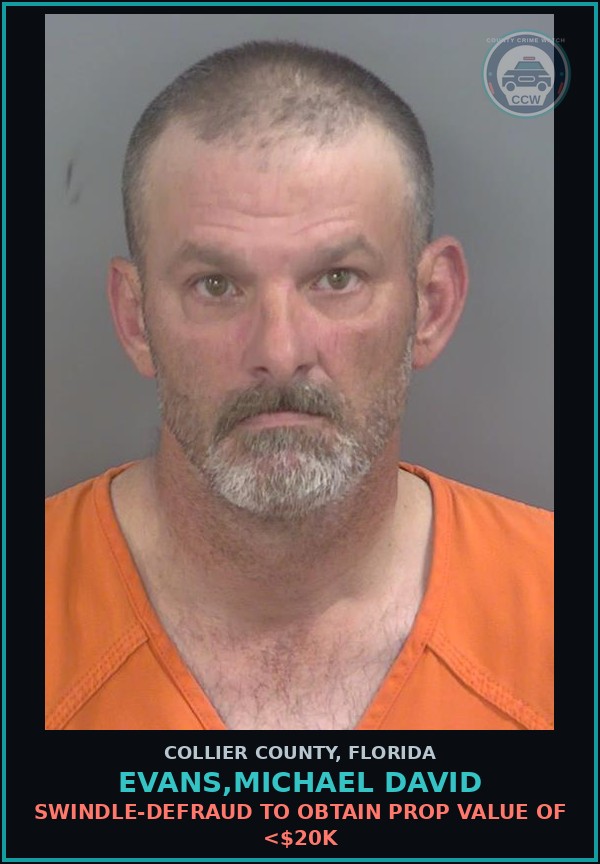 Booking mugshot of EVANS,MICHAEL DAVID in Collier County