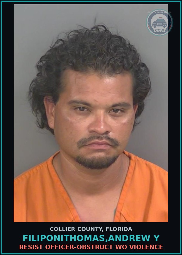 Booking mugshot of FILIPONITHOMAS,ANDREW Y in Collier County
