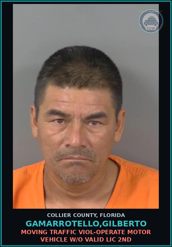 Booking mugshot of GAMARROTELLO,GILBERTO in Collier County