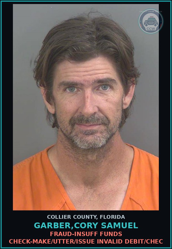Booking mugshot of GARBER,CORY SAMUEL in Collier County