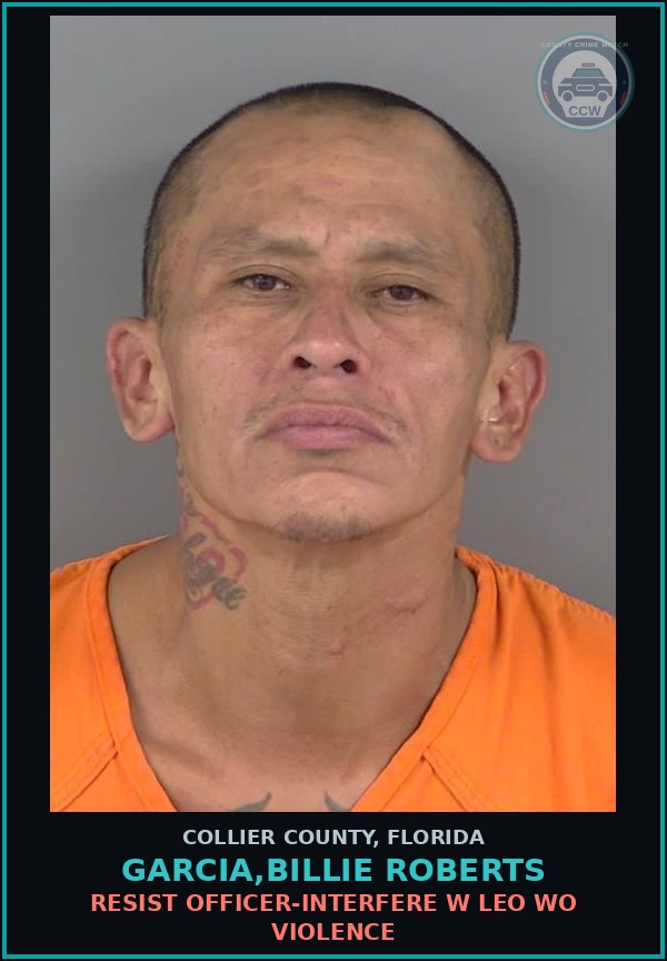 Booking mugshot of GARCIA,BILLIE ROBERTS in Collier County
