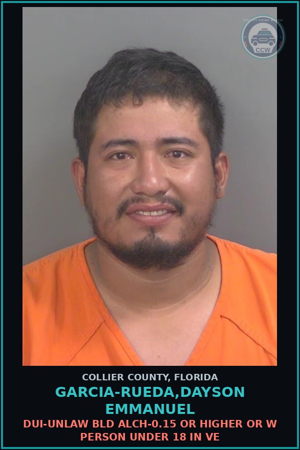 Booking mugshot of GARCIA-RUEDA,DAYSON EMMANUEL in Collier County