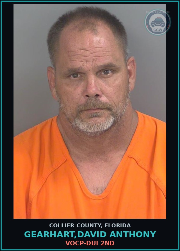 Booking mugshot of GEARHART,DAVID ANTHONY in Collier County