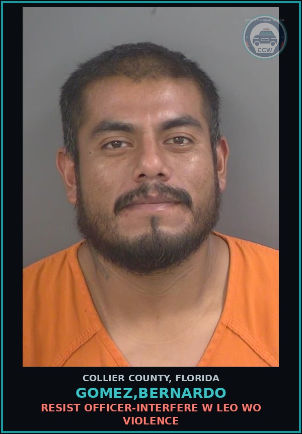 Booking mugshot of GOMEZ,BERNARDO in Collier County