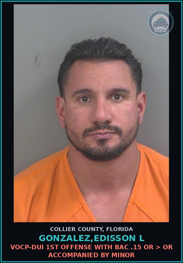 Booking mugshot of GONZALEZ,EDISSON L in Collier County