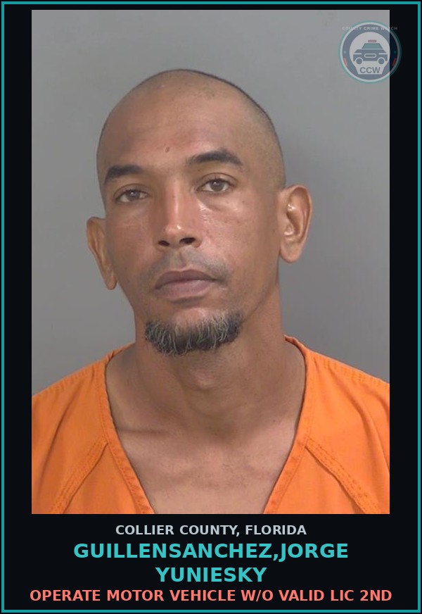 Booking mugshot of GUILLENSANCHEZ,JORGE YUNIESKY in Collier County