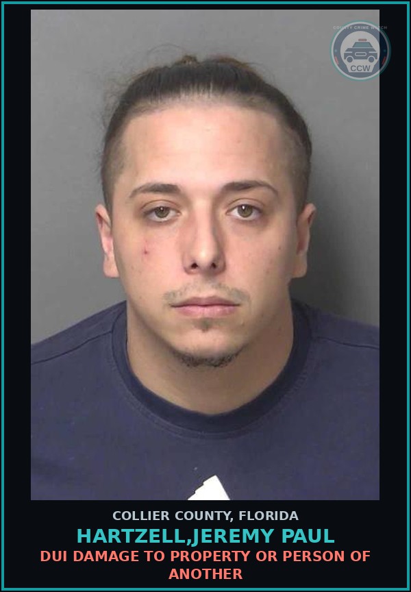 Booking mugshot of HARTZELL,JEREMY PAUL in Collier County