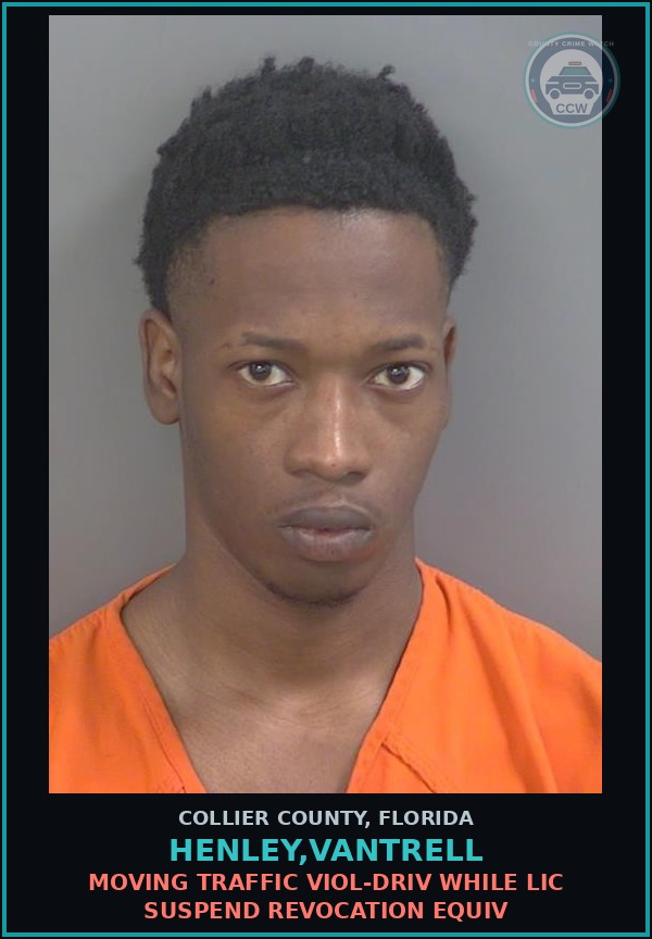 Booking mugshot of HENLEY,VANTRELL in Collier County