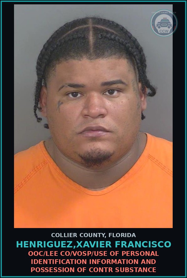 Booking mugshot of HENRIGUEZ,XAVIER FRANCISCO in Collier County