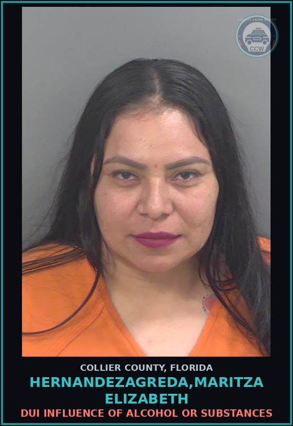 Booking mugshot of HERNANDEZAGREDA,MARITZA ELIZABETH in Collier County