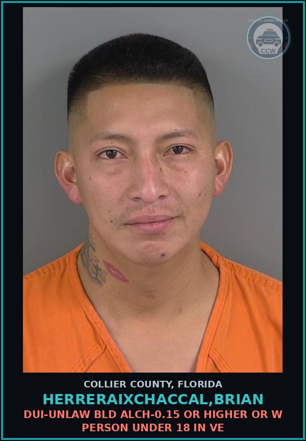 Booking mugshot of HERRERAIXCHACCAL,BRIAN in Collier County