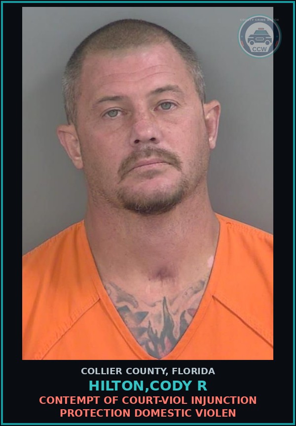 Booking mugshot of HILTON,CODY R in Collier County