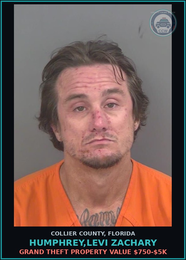 Booking mugshot of HUMPHREY,LEVI ZACHARY in Collier County