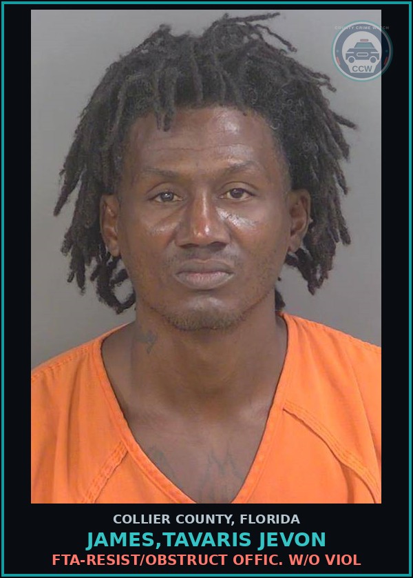 Booking mugshot of JAMES,TAVARIS JEVON in Collier County