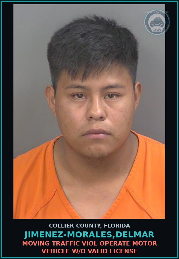 Booking mugshot of JIMENEZ-MORALES,DELMAR in Collier County