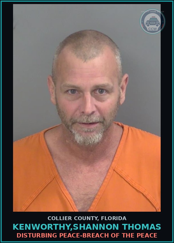 Booking mugshot of KENWORTHY,SHANNON THOMAS in Collier County