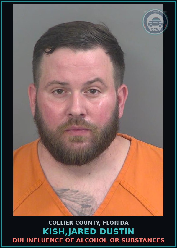 Booking mugshot of KISH,JARED DUSTIN in Collier County