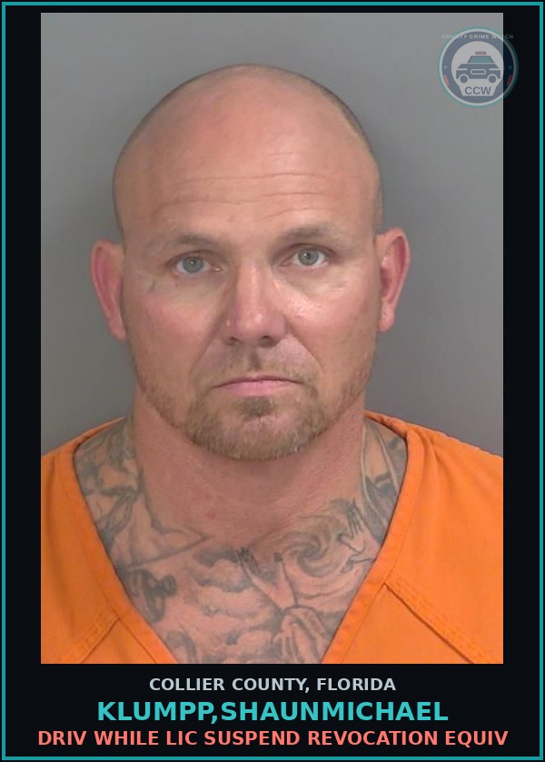 Booking mugshot of KLUMPP,SHAUNMICHAEL in Collier County