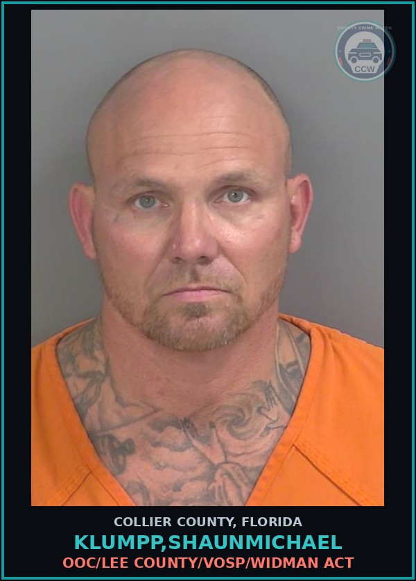 Booking mugshot of KLUMPP,SHAUNMICHAEL in Collier County