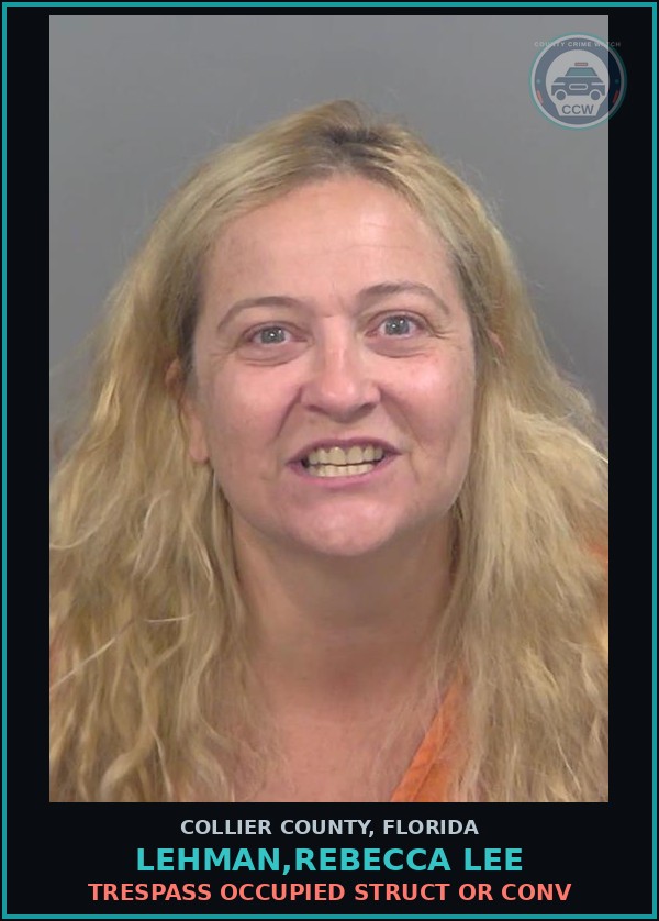 Booking mugshot of LEHMAN,REBECCA LEE in Collier County