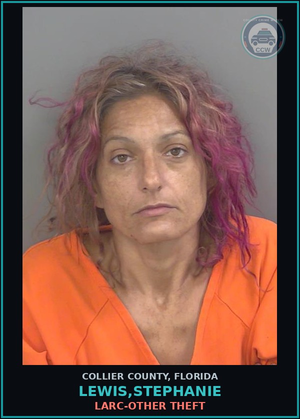 Booking mugshot of LEWIS,STEPHANIE in Collier County