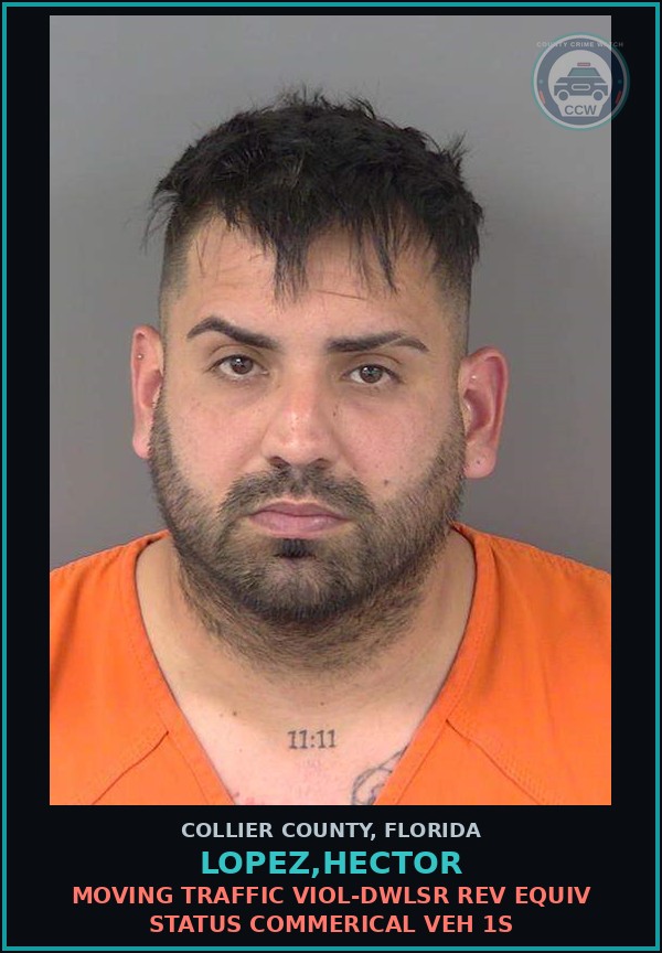 Booking mugshot of LOPEZ,HECTOR in Collier County