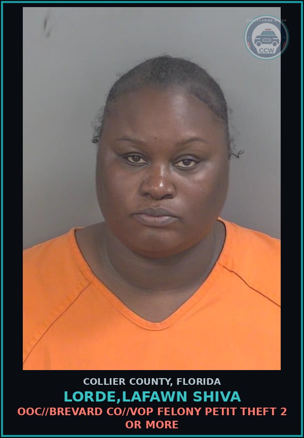 Booking mugshot of LORDE,LAFAWN SHIVA in Collier County