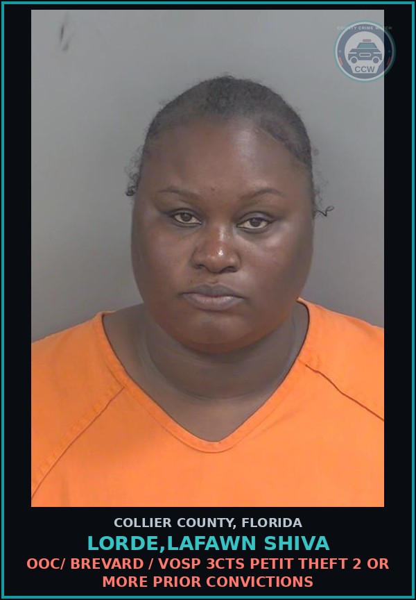 Booking mugshot of LORDE,LAFAWN SHIVA in Collier County