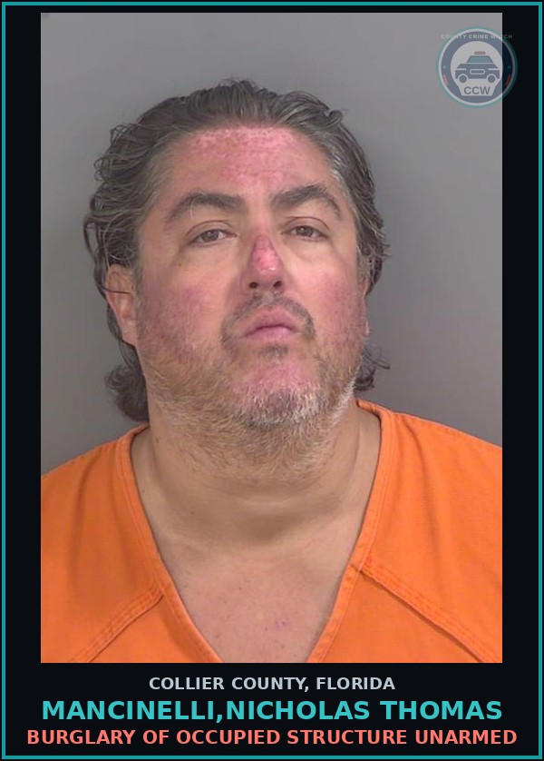 Booking mugshot of MANCINELLI,NICHOLAS THOMAS in Collier County