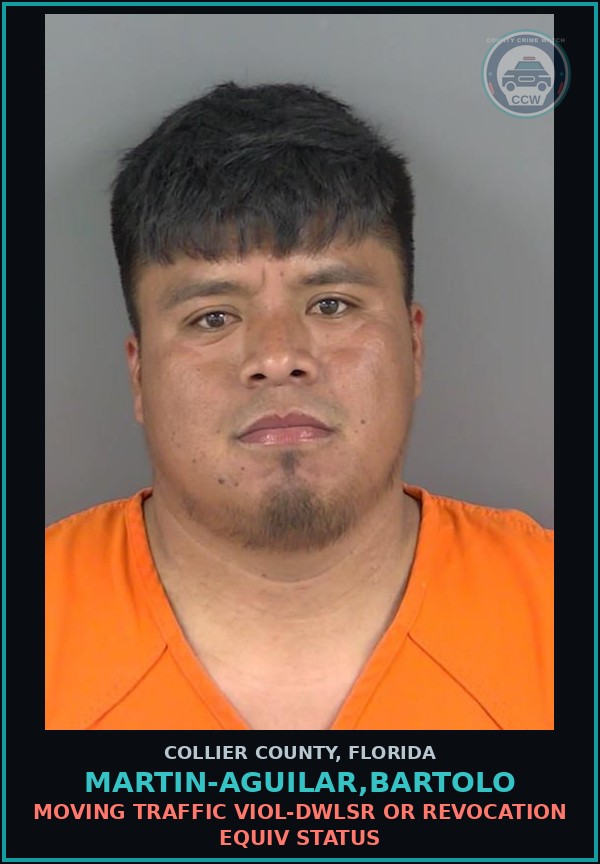 Booking mugshot of MARTIN-AGUILAR,BARTOLO in Collier County