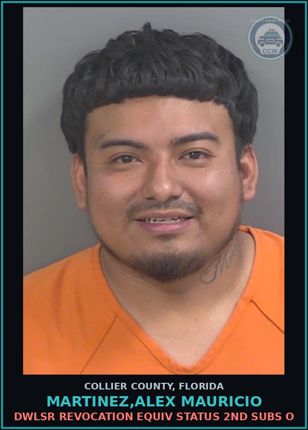 Booking mugshot of MARTINEZ,ALEX MAURICIO in Collier County
