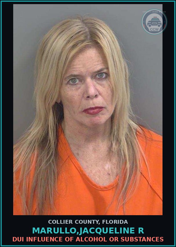 Booking mugshot of MARULLO,JACQUELINE R in Collier County
