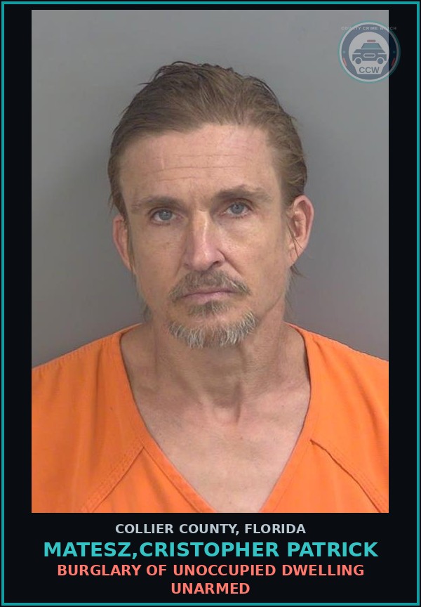 Booking mugshot of MATESZ,CRISTOPHER PATRICK in Collier County