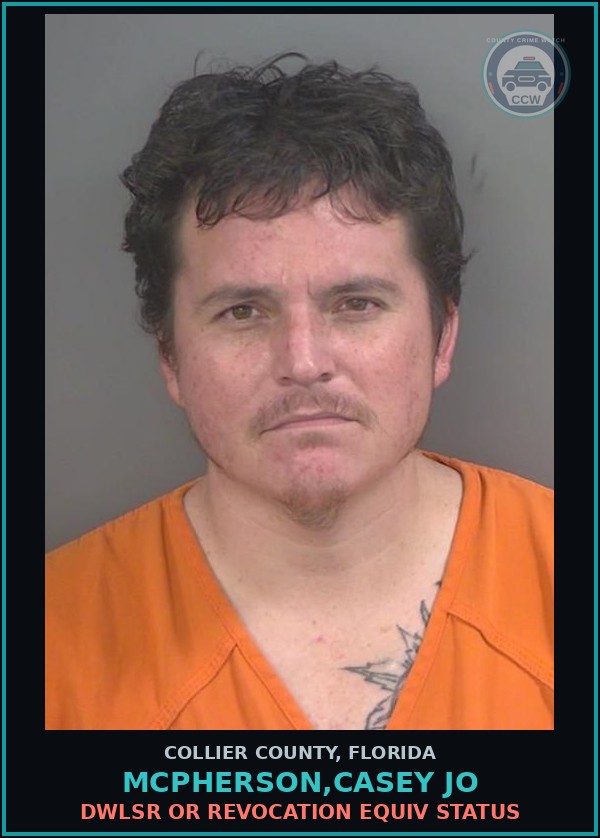 Booking mugshot of MCPHERSON,CASEY JO in Collier County