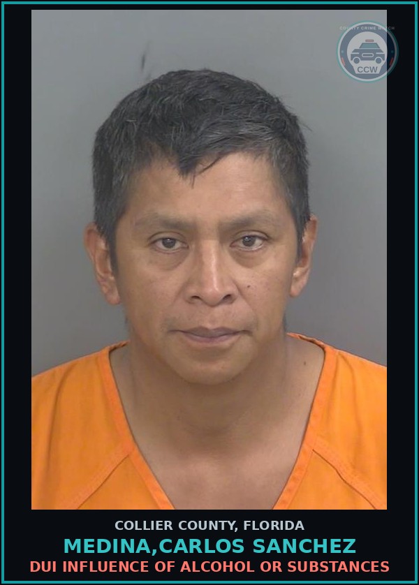 Booking mugshot of MEDINA,CARLOS SANCHEZ in Collier County