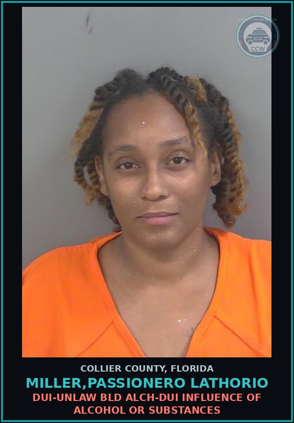Booking mugshot of MILLER,PASSIONERO LATHORIO in Collier County