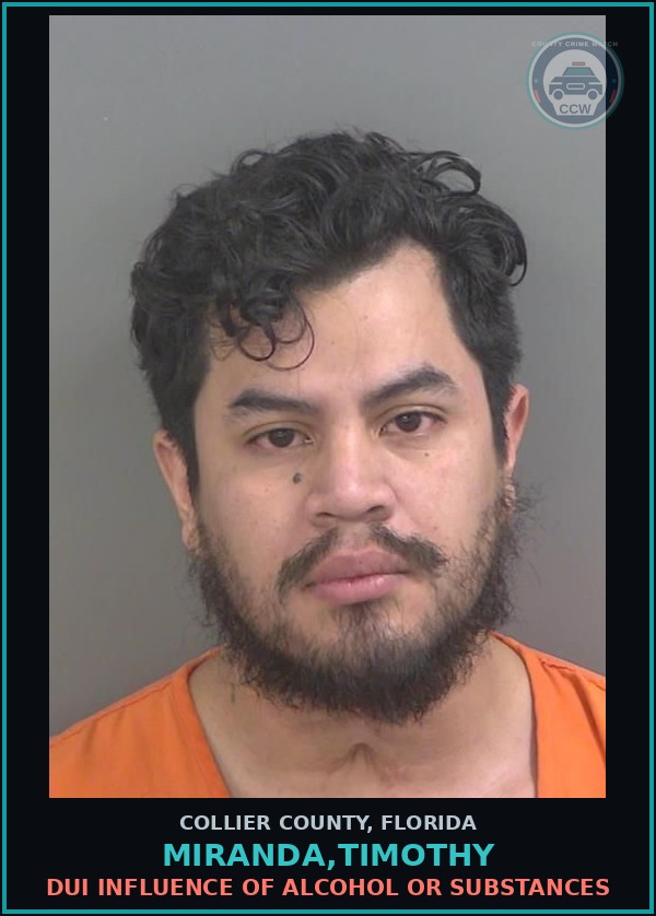 Booking mugshot of MIRANDA,TIMOTHY in Collier County