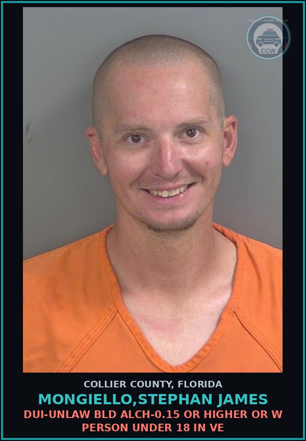 Booking mugshot of MONGIELLO,STEPHAN JAMES in Collier County