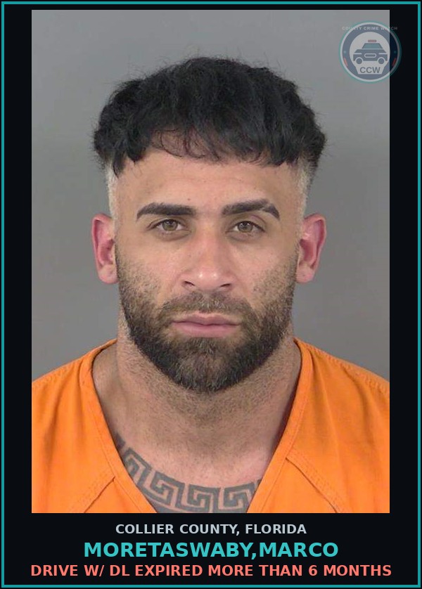Booking mugshot of MORETASWABY,MARCO in Collier County
