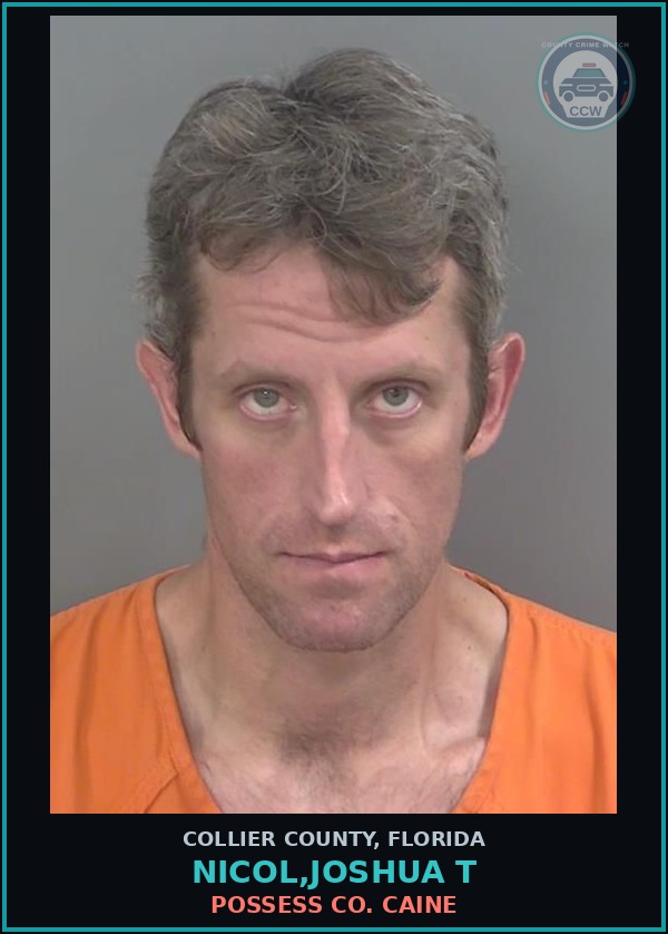 Booking mugshot of NICOL,JOSHUA T in Collier County