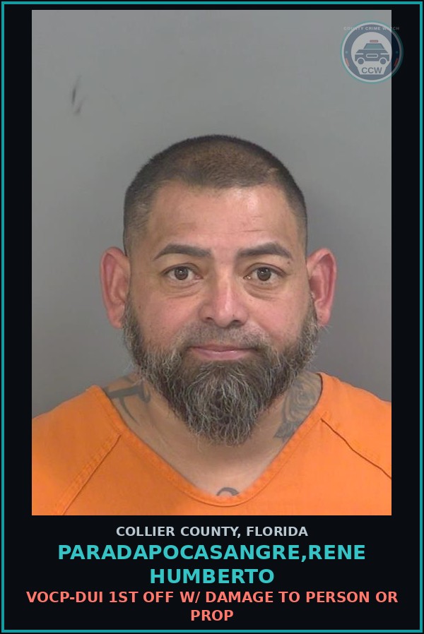 Booking mugshot of PARADAPOCASANGRE,RENE HUMBERTO in Collier County