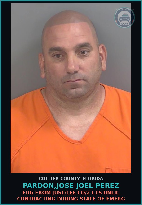 Booking mugshot of PARDON,JOSE JOEL PEREZ in Collier County